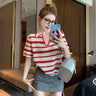 Bravett Knit Polo Top — Retro Stripes, Summer Confidence