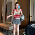 Bravett Knit Polo Top — Retro Stripes, Summer Confidence