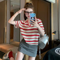 Bravett Knit Polo Top — Retro Stripes, Summer Confidence