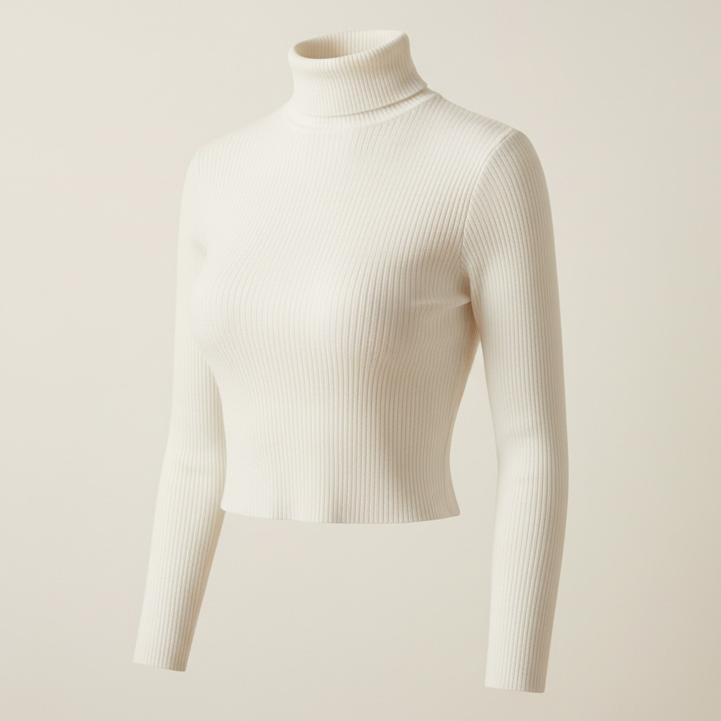 Brivale Ribbed Crop Top, White, size L
