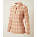 Brivale Checkered Polo Top, Apricot, size XL