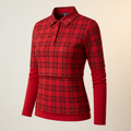 Brivale Checkered Polo Top, Red, size S