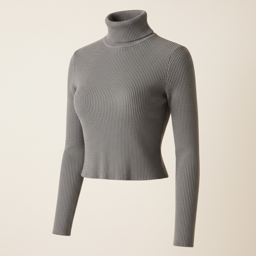 Brivale Ribbed Crop Top, Grey, size M