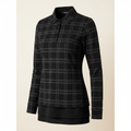 Brivale Checkered Polo Top, Black, size XL