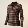 Brivale Checkered Polo Top, Coffee, size L