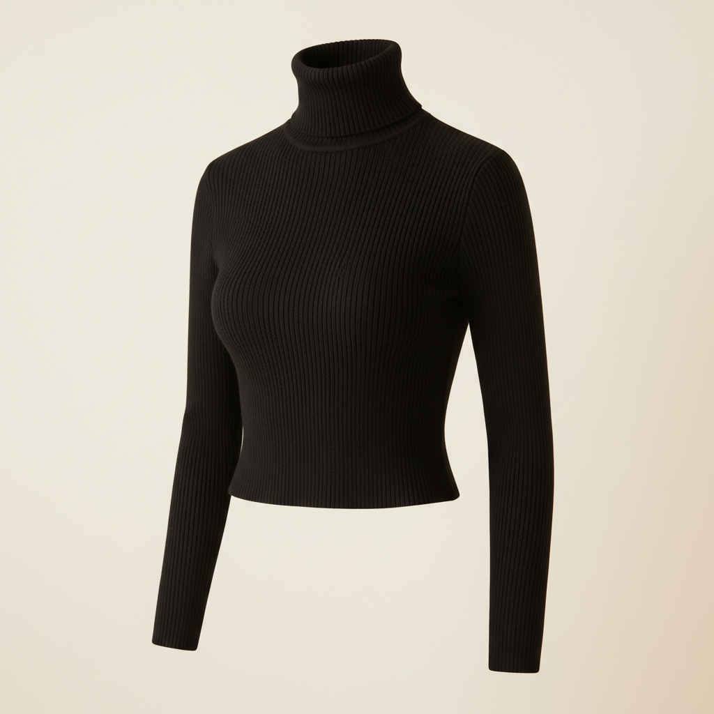 Brivale Ribbed Crop Top, Black, size L