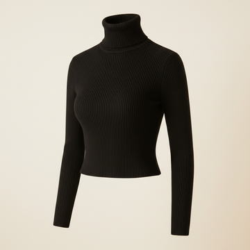 Brivale Ribbed Crop Top, Black, size L