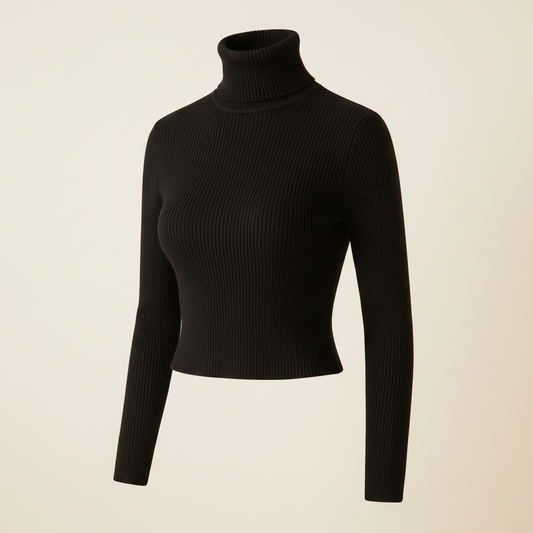 Brivale Ribbed Crop Top, Black, size L