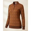 Brivale Checkered Polo Top, Coffee, size M