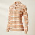 Brivale Checkered Polo Top, Apricot, size S
