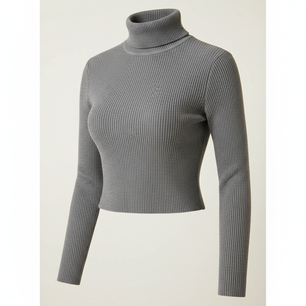 Brivale Ribbed Crop Top, Grey, size S