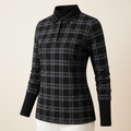 Brivale Checkered Polo Top, Black, size S