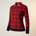 Brivale Checkered Polo Top, Red, size L