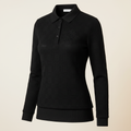 Brivale Checkered Polo Top, Black, size M